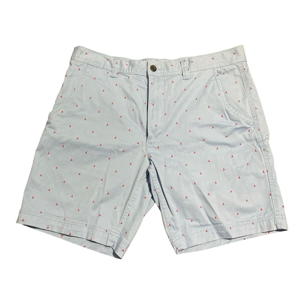 St. John's Bay Shorts Mens 36 Blue Sailboat Comfort Stretch Chino Flat Front